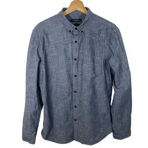Banana Republic Grant Fit Chambray Button Down Shirt Men M Blue Long Sleeve